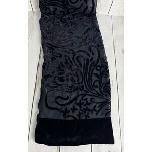 Elegant‎ Burn Out Velvet Scarf Black Floral Print  8"x53" Goth Witch 2011